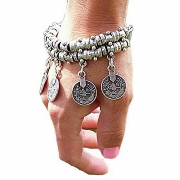 Jewelry - NWT Silver Boho Coin Statement Bracelet